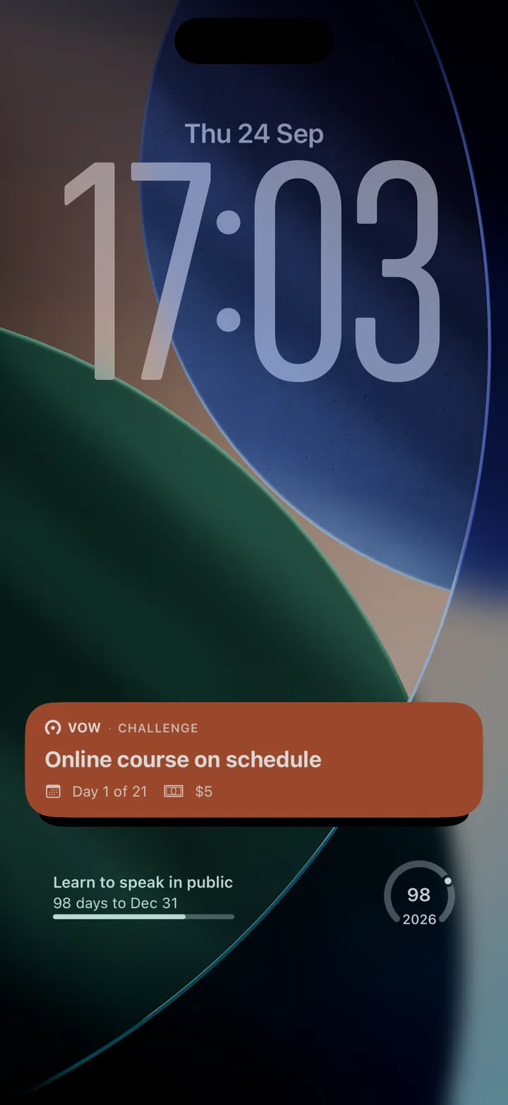 Vow on the Lock Screen: a Live Activity and widgets